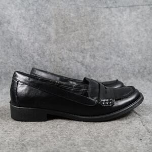 Call It Spring Shoes Womens 7 Penny Loafers Casual Classic Black Slip On Moc Toe